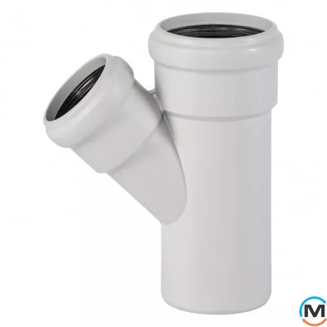 Тройник канализационный Ostendorf Skolan db 75/58х45, Вид канализации: Внутренняя, Тип канализации: Бесшумная, Градус (град.): 45, Модификация: 75/50х45, Цвет: Светло-серый, Диаметр (мм): 75, Материал: Полипропилен PPR, фото 