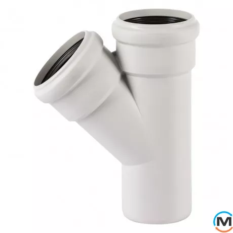 Тройник канализационный Ostendorf Skolan db 75/75х45, Вид канализации: Внутренняя, Тип канализации: Бесшумная, Градус (град.): 45, Модификация: 75/75х45, Цвет: Светло-серый, Диаметр (мм): 75, Материал: Полипропилен PPR, фото 