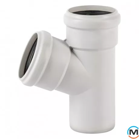 Тройник канализационный Ostendorf Skolan db 75/75х67, Вид канализации: Внутренняя, Тип канализации: Бесшумная, Градус (град.): 67, Модификация: 75/75х67, Цвет: Светло-серый, Диаметр (мм): 75, Материал: Полипропилен PPR, фото 