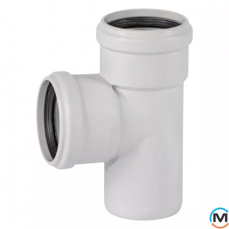 Тройник канализационный Ostendorf Skolan db 75/75х87, Вид канализации: Внутренняя, Тип канализации: Бесшумная, Градус (град.): 90, Модификация: 75/75х87, Цвет: Светло-серый, Диаметр (мм): 75, Материал: Полипропилен PPR, фото 