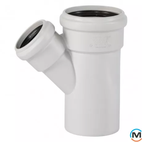 Тройник канализационный Ostendorf Skolan db 90/58х45, Вид канализации: Внутренняя, Тип канализации: Бесшумная, Градус (град.): 45, Модификация: 90/50х45, Цвет: Светло-серый, Диаметр (мм): 90, Материал: Полипропилен PPR, фото 