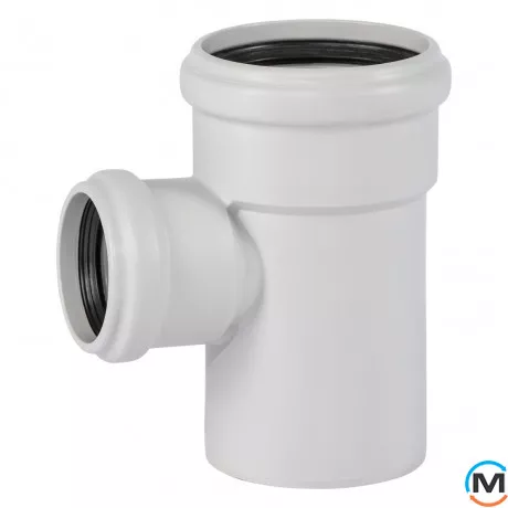 Тройник канализационный Ostendorf Skolan db 90/58х87, Вид канализации: Внутренняя, Тип канализации: Бесшумная, Градус (град.): 90, Модификация: 90/50х87, Цвет: Светло-серый, Диаметр (мм): 90, Материал: Полипропилен PPR, фото 