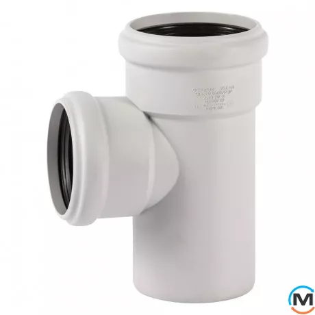 Тройник канализационный Ostendorf Skolan db 90/70х87, Вид канализации: Внутренняя, Тип канализации: Бесшумная, Градус (град.): 90, Модификация: 90/70х87, Цвет: Светло-серый, Диаметр (мм): 90, Материал: Полипропилен PPR, фото 