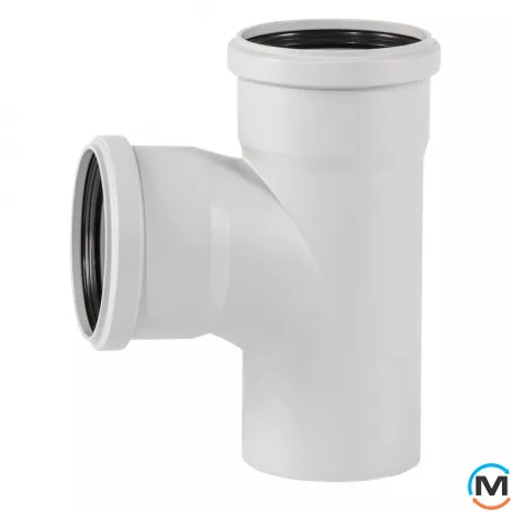 Тройник канализационный Ostendorf Skolan db 90/90х87, Вид канализации: Внутренняя, Тип канализации: Бесшумная, Градус (град.): 90, Модификация: 90/90х87, Цвет: Светло-серый, Диаметр (мм): 90, Материал: Полипропилен PPR, фото 