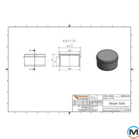 Заглушка канализационная Ostendorf Skolan db 125, Вид канализации: Внутренняя, Тип канализации: Бесшумная, Диаметр (мм): 125, Материал: Полипропилен PPR, фото , изображение 2