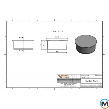 Заглушка канализационная Ostendorf Skolan db 150, Вид канализации: Внутренняя, Тип канализации: Бесшумная, Диаметр (мм): 150, Материал: Полипропилен PPR, фото , изображение 2