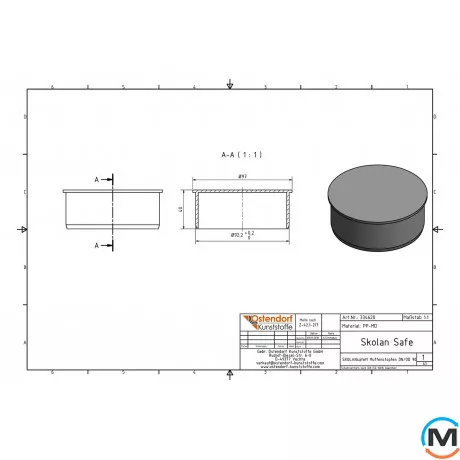 Заглушка канализационная Ostendorf Skolan db 90, Вид канализации: Внутренняя, Тип канализации: Бесшумная, Диаметр (мм): 90, Материал: Полипропилен PPR, фото , изображение 2