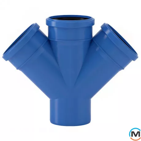 Крестовина Valsir Triplus Ø110/110/110 45°, Градус (град.): 45, Модификация: 110/110/110, Диаметр (мм): 110, фото 