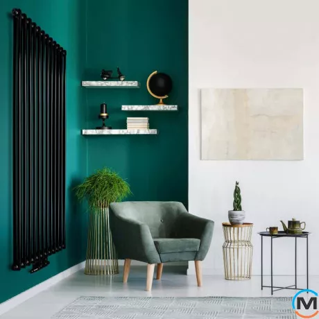 Радіатор Luxrad COLUMNUS двотрубний 1800x470 ZDC чорний матовий, Виконання: Вертикальний, Колір: Чорний, Висота (мм): 1800, Кількість рядів: 2, Довжина (мм): 470, фото , зображення 6