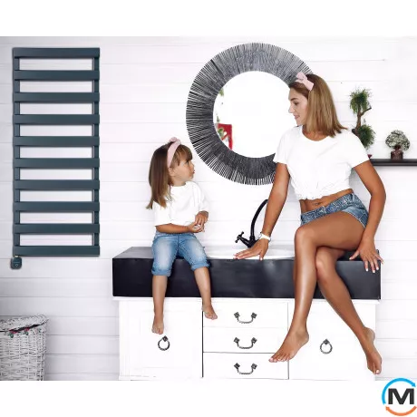 Электрическое полотенцесушитель Luxrad SCALA NEW 1230x500 антрацит RAL 7016, тен (600 Вт) скрытый монтаж, слева, Цвет: Антрацит, Высота (мм): 1230, Модификация: скрытый монтаж, Исполнение: Левый, фото , изображение 3