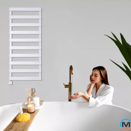 Электрическое полотенцесушитель Luxrad SCALA NEW 840x500 белый RAL 9003, тен (300 Вт) скрытый монтаж, слева, Цвет: Белый, Высота (мм): 840, Модификация: скрытый монтаж, Исполнение: Левый, фото , изображение 3