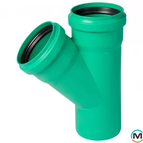 Тройник канализационный Ostendorf KG2000EA 125х125 45°, Градус (град.): 45, Диаметр (мм): 125, Модификация: 125х125 45°, фото 