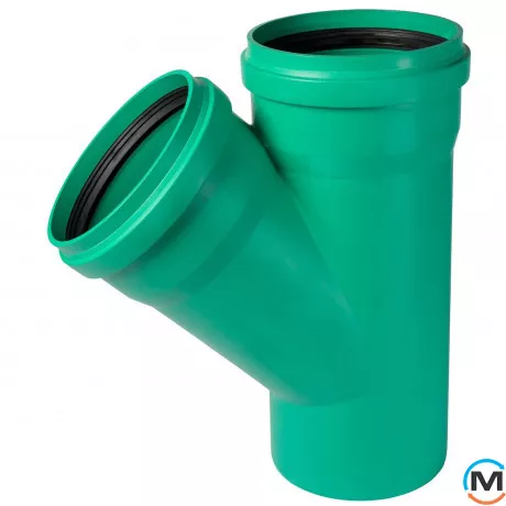 Тройник канализационный Ostendorf KG2000EA 315х315 45°, Градус (град.): 45, Диаметр (мм): 315, Модификация: 315х315 45°, фото 