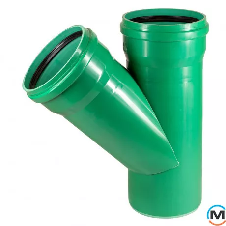 Тройник канализационный Ostendorf KG2000EA 400х400 45°, Градус (град.): 45, Диаметр (мм): 400, Модификация: 400х400 45°, фото 