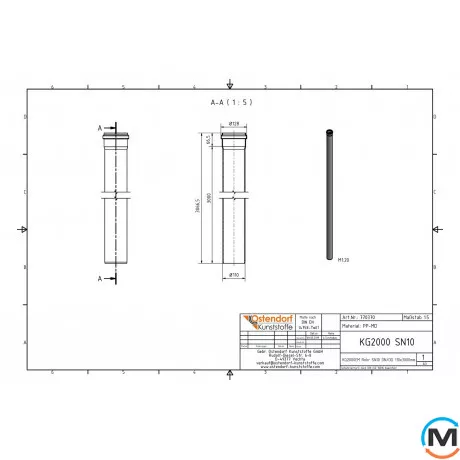 Труба канализационная Ostendorf KG2000EM 110х3000 мм, Диаметр (мм): 110, Длина (мм): 3000, фото , изображение 2
