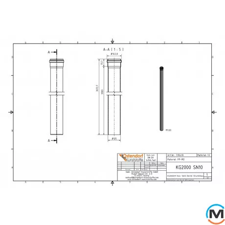 Труба каналізаційна Ostendorf KG2000EM 125х3000 мм, Діаметр (мм): 125, Довжина (мм): 3000, фото , зображення 2