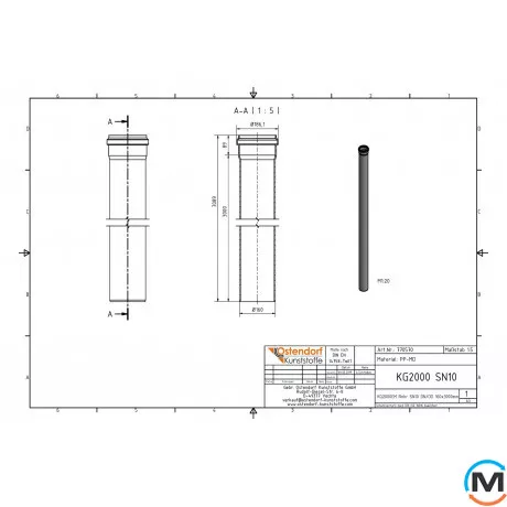 Труба каналізаційна Ostendorf KG2000EM 150х3000 мм, Діаметр (мм): 160, Довжина (мм): 3000, фото , зображення 2