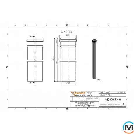 Труба каналізаційна Ostendorf KG2000EM 250х3000 мм, Діаметр (мм): 250, Довжина (мм): 3000, фото , зображення 2