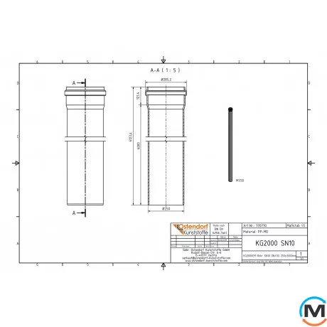 Труба каналізаційна Ostendorf KG2000EM 250х6000 мм, Діаметр (мм): 250, Довжина (мм): 6000, фото , зображення 2