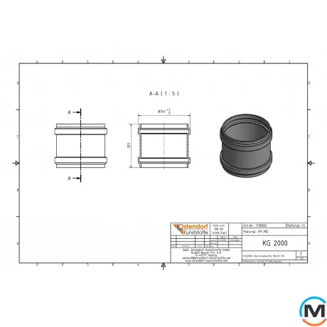 Муфта каналізаційна ремонтна Ostendorf KG2000U 315 мм, Діаметр (мм): 315, фото , зображення 2