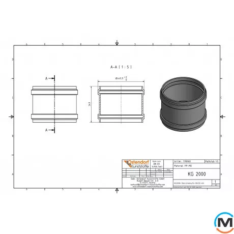 Муфта каналізаційна ремонтна Ostendorf KG2000U 400 мм, Діаметр (мм): 400, фото , зображення 2