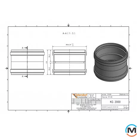 Муфта каналізаційна ремонтна Ostendorf KG2000U 500 мм, Діаметр (мм): 500, фото , зображення 2