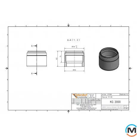 Переходник на раструб бетонной трубы Ostendorf KG2000USM 100 мм, Диаметр (мм): 100, фото , изображение 2