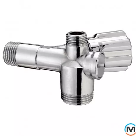 Кран Albertoni з фільтром та зворотнім клапаном подвійний кутовий Ø1/2" х 3/8" х 3/4", фото , зображення 2