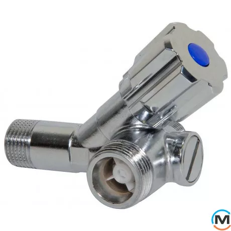 Кран Albertoni з фільтром та зворотнім клапаном подвійний кутовий Ø1/2" х 3/8" х 3/4", фото 