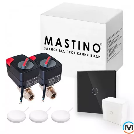Система защиты от протечки воды Mastino TS2 1/2 black, Вариант: 2 крана и 3 датчика, Диаметр резьбы: 1/2", Цвет: Черный, фото 