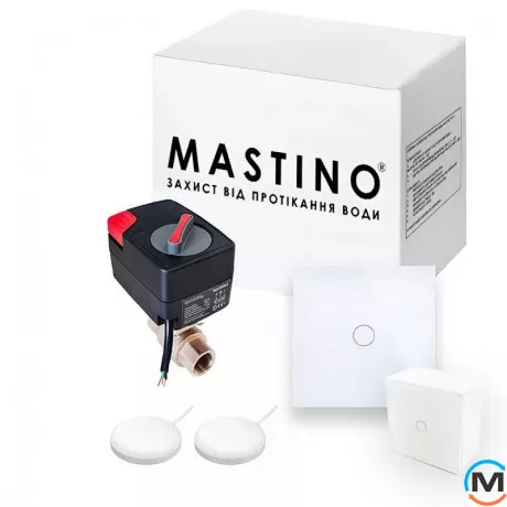 Система захисту від протікання води Mastino TS2 1/2 Light white, Варіант: 1 кран та 2 датчики, Діаметр різьблення: 1/2", Колір: Білий, фото 