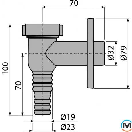 Сифон Alca Plast для стиральной машинки наружный хромированный, фото , изображение 2