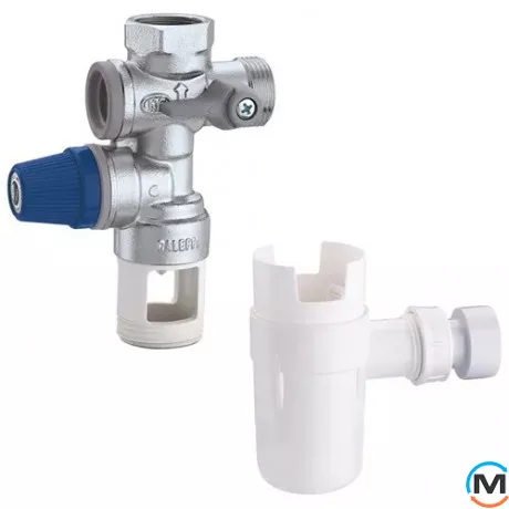 Комплект безопасности бойлера Caleffi вертикальный (группа безопасности Ø1/2" + сифон Ø25/32) 526142KIT, фото 