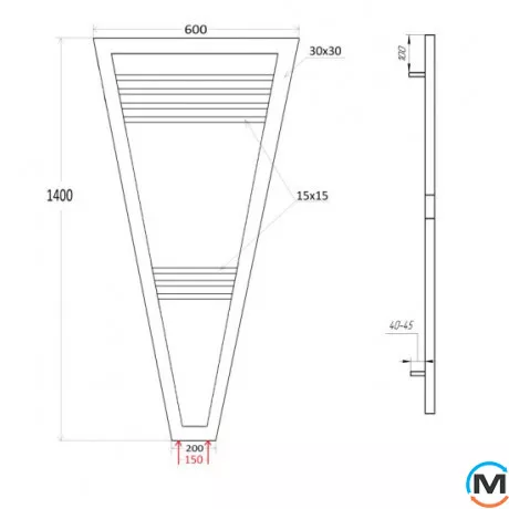 Полотенцесушитель Genesis-Aqua Catalina 1400x600x200 графит, Цвет: Графит, фото , изображение 2