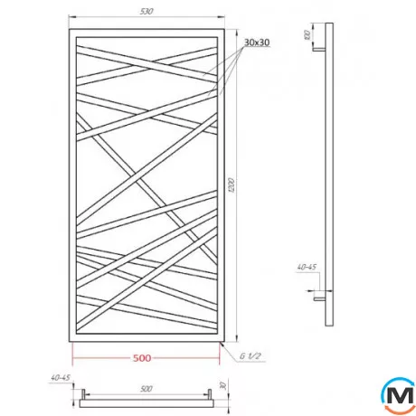 Полотенцесушитель Genesis-Aqua Derun 1200x530 графит, Цвет: Графит, фото , изображение 2