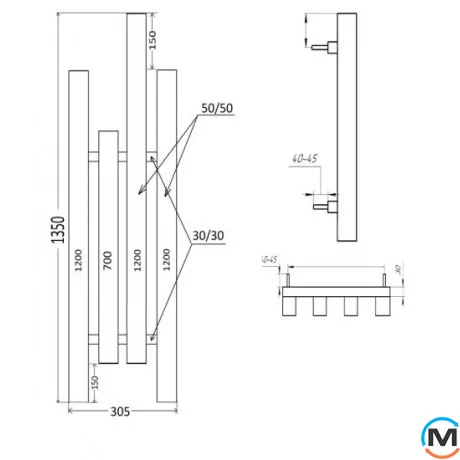 Сушка для рушників Genesis-Aqua Kiy 1350x305 чорний, Колір: Чорний, фото , зображення 2