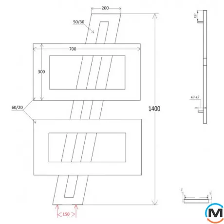 Сушка для рушників Genesis-Aqua Leo 1400x700 білий, Колір: Білий, фото , зображення 2