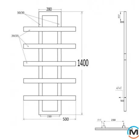 Сушка для рушників Genesis-Aqua Teon 1400x500 чорний, Колір: Чорний, фото , зображення 2