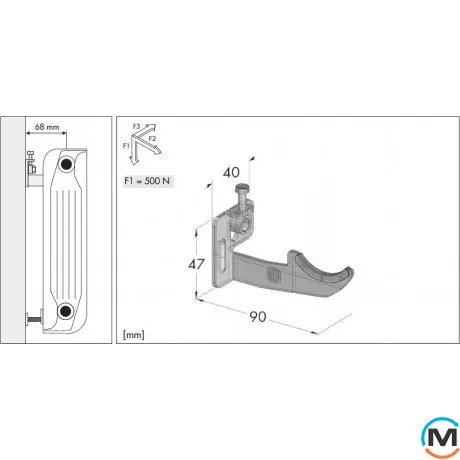 Комплект крепления MB-FIX T3+QKT3 с регулировкой алюминиевого радиатора RAL9010, фото , изображение 2