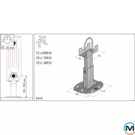 Комплект напольных кронштейнов MB-FIX PAL+QKP (2 шт.) для алюминиевых радиаторов RAL9010, фото , изображение 2
