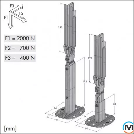 Комплект низких напольных кронштейнов MB-FIX PK3+QKK+QKP (2 шт.) для пан. радиаторов (300÷1000 мм), фото , изображение 3