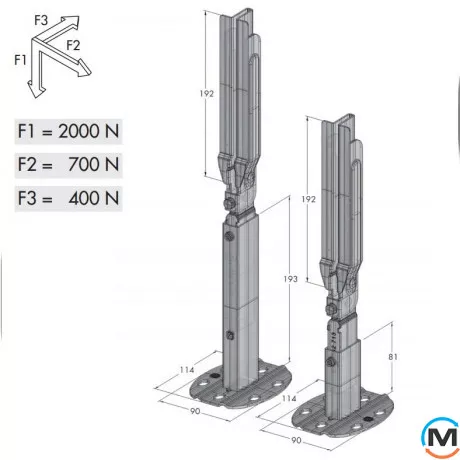 Комплект высоких напольных кронштейнов MB-FIX PK1+QKK+QKF (2 шт.) для пан. радиаторов (300÷1000 мм), фото , изображение 3