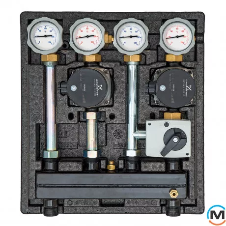 Насосная группа Meibes KOMBIMIX из Wilo Yonos PARA RS 15/6 2 смешивающих контура с сервомоторами DN20, фото 