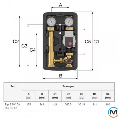 Насосна група Meibes MeiFlow Top S MC DN25 змішує з насосом Wilo Stratos PICO Plus 25/1-6 Покоління 9, фото , зображення 6