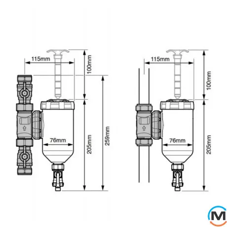 Сепаратор шлама Sentinel Vortex 300 Compact с магнитным уловителем резьба 3/4", Диаметр резьбы: 3/4", фото , изображение 2