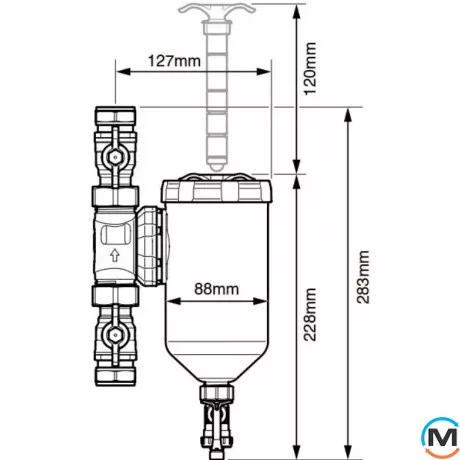 Сепаратор шламу SentinelVortex 500 Large з магнітним уловлювачем цангу 28 мм, Діаметр різьблення: Цанга 28 мм, фото , зображення 4