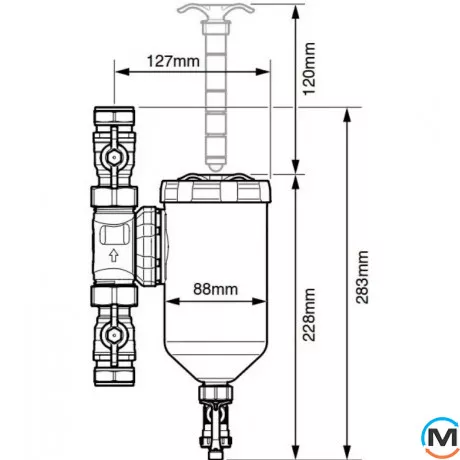 Сепаратор шлама Sentinel Vortex 500 Large с магнитным уловителем резьба 1", Диаметр резьбы: 1", фото , изображение 4