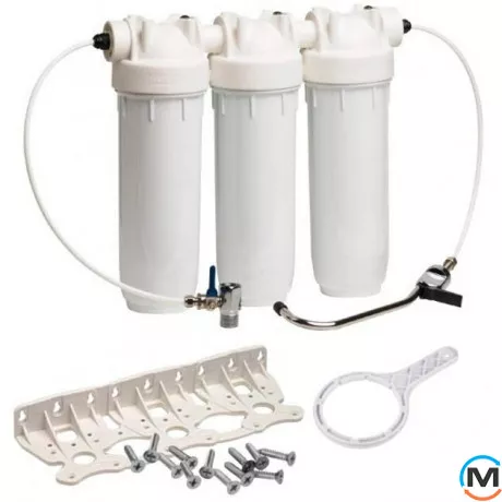 Комплект фильтров Atlas Filtri (под мойку) BRAVO DP TRIO 10" (водоразборный кран+кран подключения) K, Кол-во колб: 3 колбы, фото 