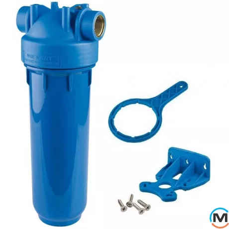 Фільтр-колба Atlas Filtri DP MONO AB (блакитна) Ø1" OT (латунь) 10" 45°C 8 bar KIT, Діаметр різьблення: 1", Типорозмір: 10", фото 
