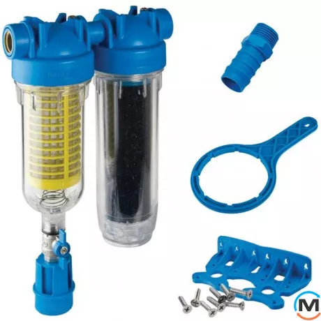 Фільтр Atlas Filtri HYDRA RAINMASTER DUO Ø3/4" (латунь) + картриджи RAH, LA 45°C 8 bar KIT s.r.l, Диаметр резьбы: 3/4", Кол-во колб: 2 колбы, фото 